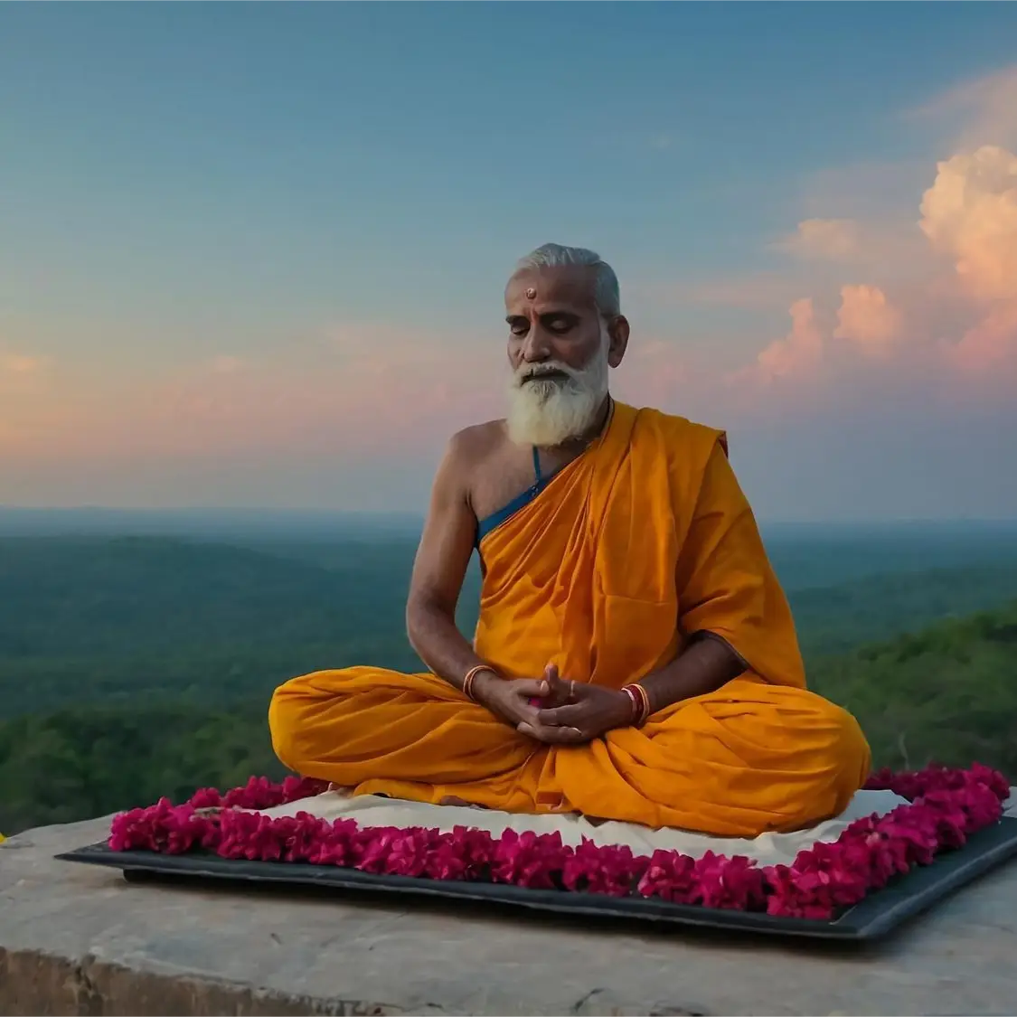 Silhouette of a person meditating during Guru Purnima, a Hindu festival celebrated in honor of Lord Shiva