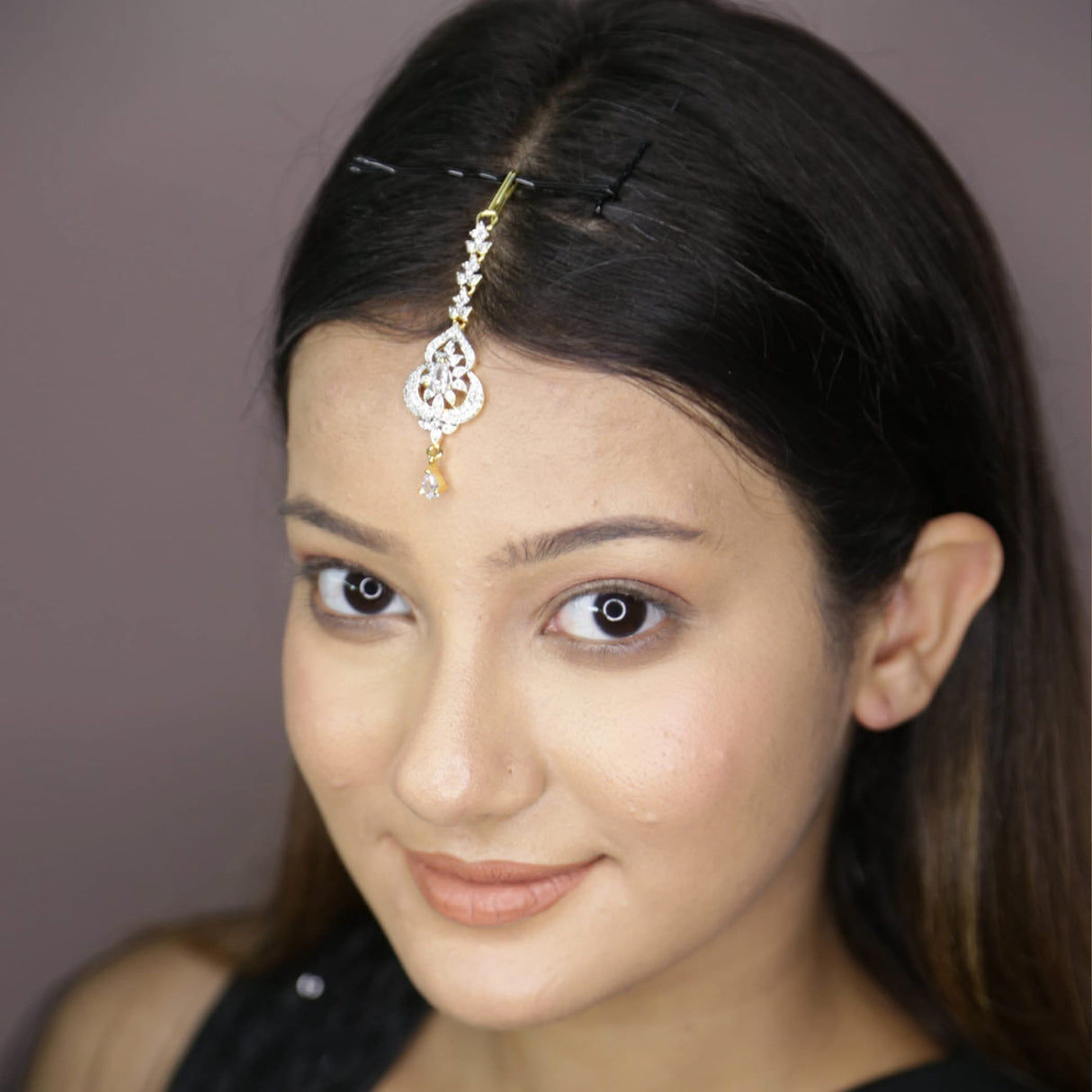 1 Ct Small American Diamond Maang Tikka, Maang Tikka, Gold Plated Maang Tika, Pakistani Jewelry, Jhoomer, Matha Patti, Indian Forehead Jewelry - LoveNspire