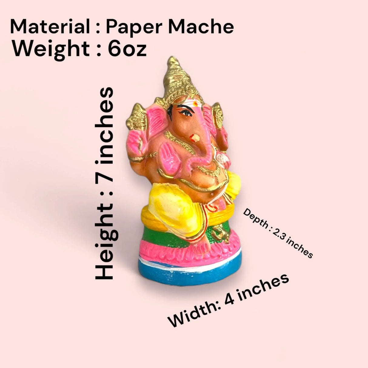 Ganesha Statue Handmade Lord Ganesh Sculpture Gajanana Ganpati Bappa Figurine for Pooja - Home Decor Hindu God Idol Good Luck & Success - Navaratri Golu Dolls (7 Inches) - LoveNspire