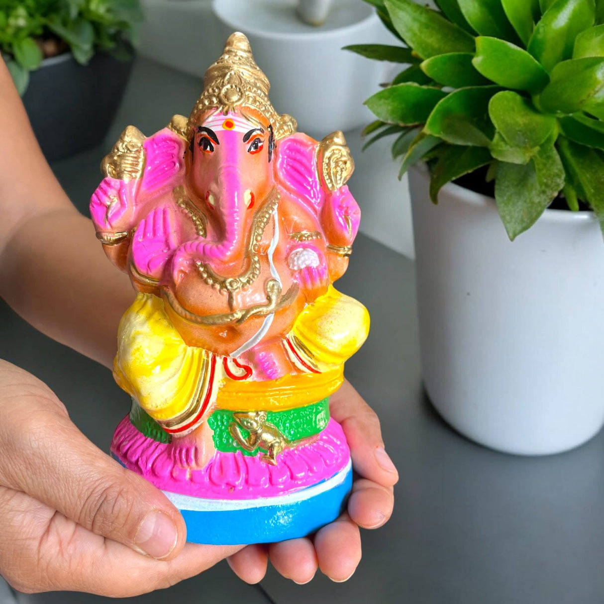 Colorful Ganesha statue handmade Lord Ganesh sculpture for Pooja and home decor