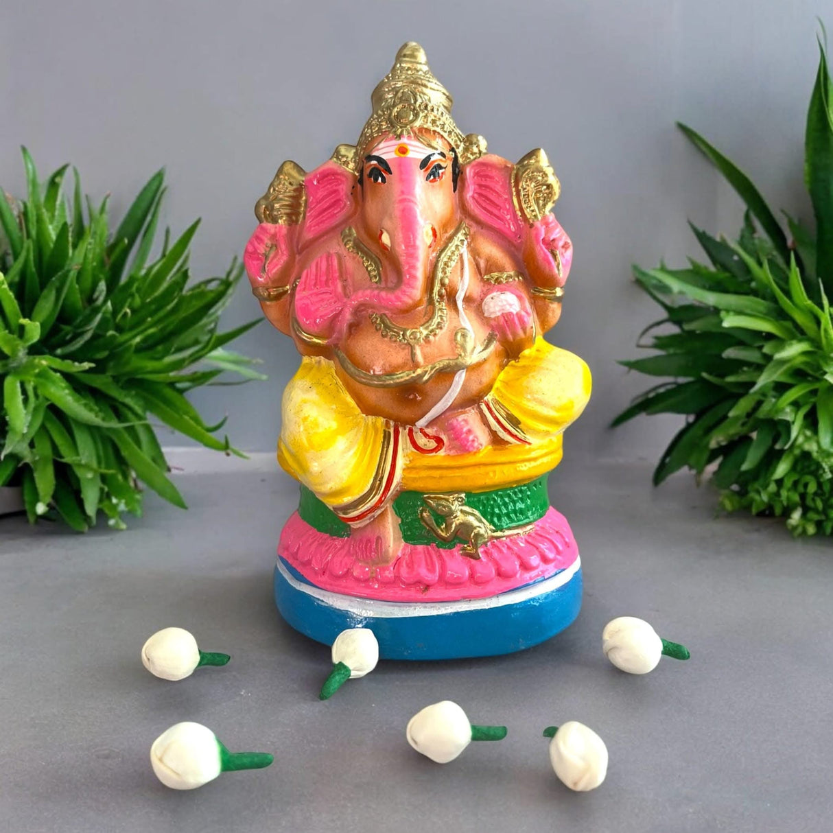 Colorful Ganesha statue handmade Lord Ganesh sculpture for Pooja, home decor and good luck