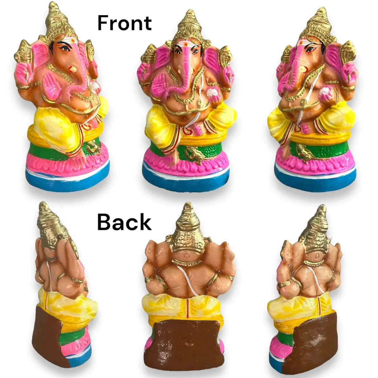 Ganesha Statue Handmade Lord Ganesh Sculpture Gajanana Ganpati Bappa Figurine for Pooja - Home Decor Hindu God Idol Good Luck & Success - Navaratri Golu Dolls (7 Inches) - LoveNspire