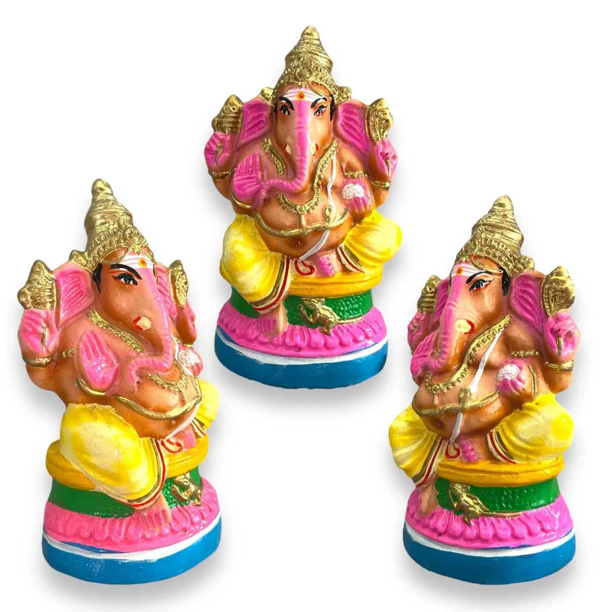 Ganesha Statue Handmade Lord Ganesh Sculpture Gajanana Ganpati Bappa Figurine for Pooja - Home Decor Hindu God Idol Good Luck & Success - Navaratri Golu Dolls (7 Inches) - LoveNspire