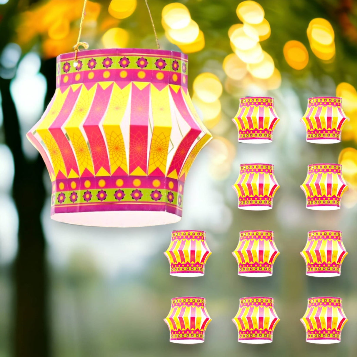 10 Ct Diy Diwali Lantern Kit Paper, Diwali Decoration, Diwali Gift, Diwali Kids, Diwali Lantern Craft, Diy Paper Lantern, Lantern Kit, - LoveNspire