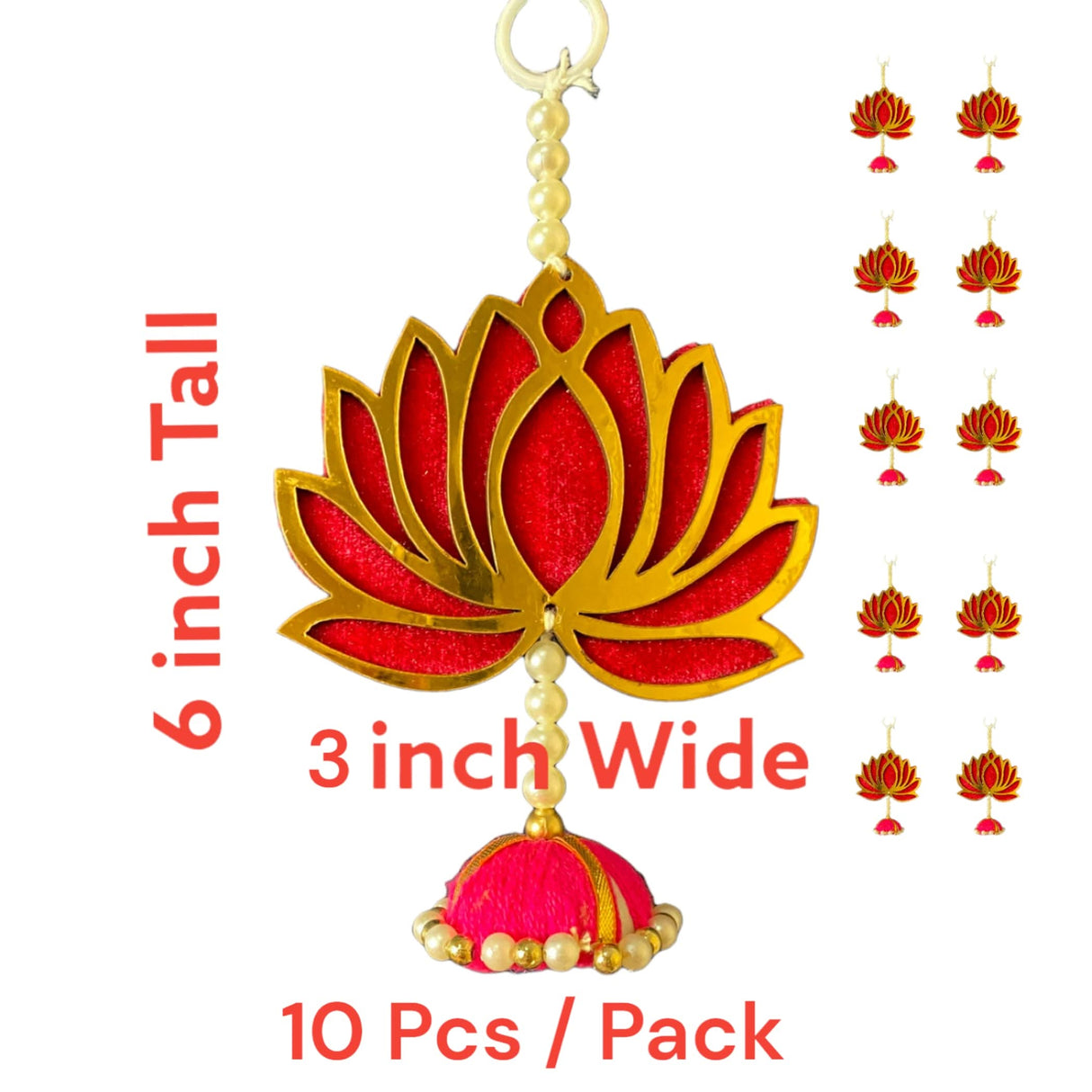 10 Ct. Lotus Hangings for Home Decor, Lotus Backdrop Hanging, Lotus Cutout, Pooja Decor, Diwali Decoration, Wedding, Diwali Decor, Wall Decor, - LoveNspire