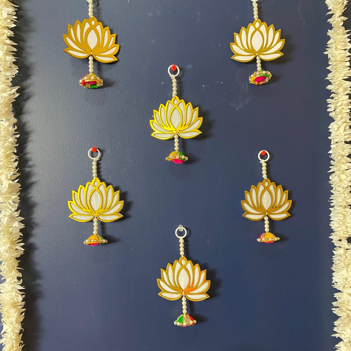 10 Ct. Lotus Hangings for Home Decor, Lotus Backdrop Hanging, Lotus Cutout, Pooja Decor, Diwali Decoration, Wedding, Diwali Decor, Wall Decor, - LoveNspire