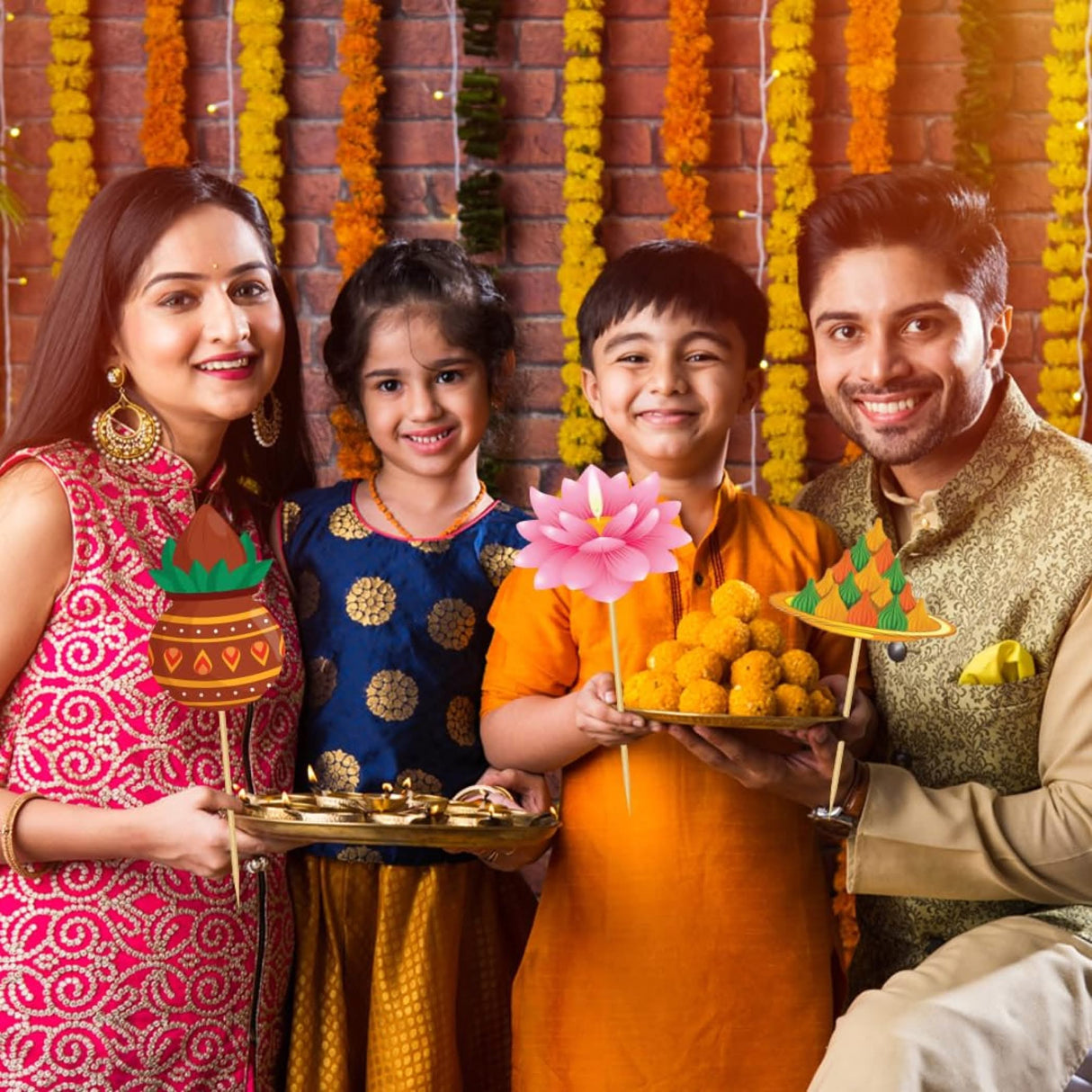 10 Pcs Ganesh Chaturthi Photo Booth Props for Photoshoot Ganpati Bappa Morya Photobooth Decorations Hindu Festival Celebration Party Favors Ganesha Puja Decoration Kit for Home Decor - LoveNspire