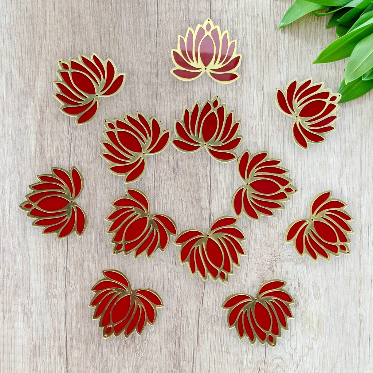 10 Pcs Lotus Flower Cutout DIY Rangoli Decoration for Diwali Pooja Festival Wedding Decor Reusable Lotus Rangoli Floor Decoration for Home Temple - Party Celebratio - LoveNspire