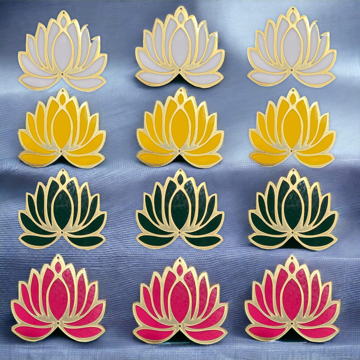 10 Pcs Lotus Flower Cutout DIY Rangoli Decoration for Diwali Pooja Festival Wedding Decor Reusable Lotus Rangoli Floor Decoration for Home Temple - Party Celebratio - LoveNspire