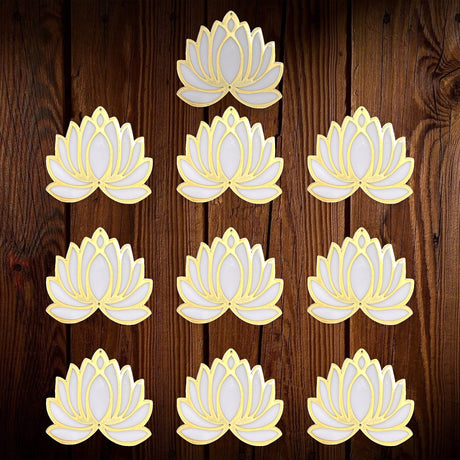 10 Pcs Lotus Flower Cutout, Diy Rangoli, Decoration for Diwali, Pooja Decorations, Festival/wedding Decor, - LoveNspire