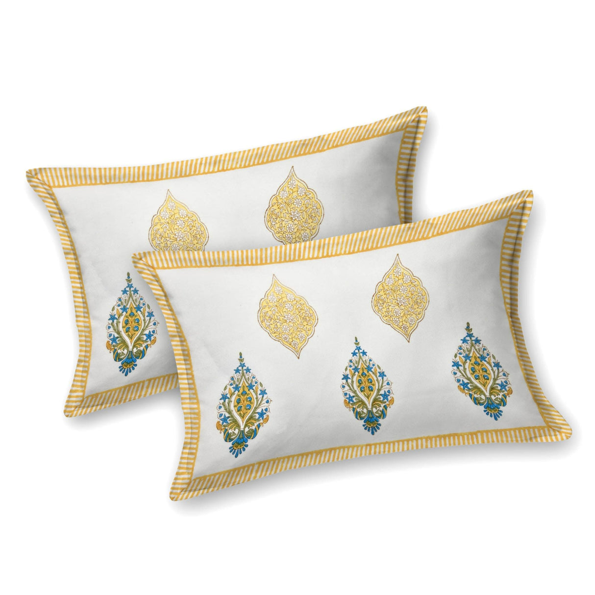 Premium 150 Thread Count 3pcs Indian Cotton Fitted Sheet Set – Ethnic Design, Soft & Breathable Bedding for King & Queen! Perfect for Home Décor & Comfort! - LoveNspire