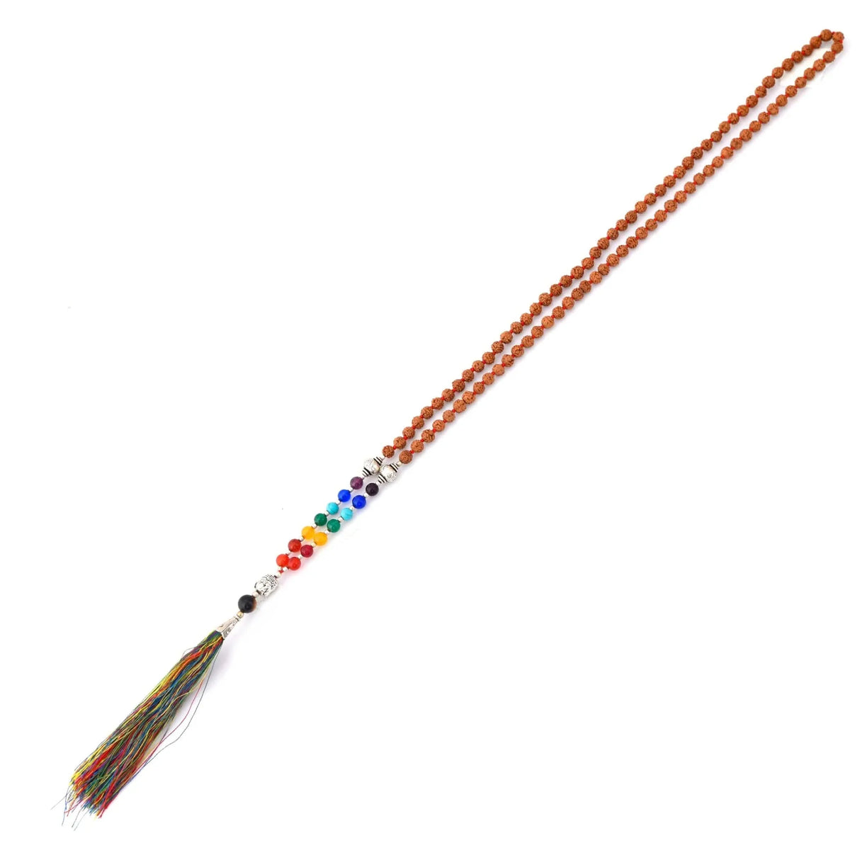 LOVENSPIRE 108 Mala Beads 7 Chakra Rudraksha Buddhist Prayer Beaded Japa Mala Buddha Charm Natural Healing Crystal Gemstones Yoga Meditation Necklace Tassel Tibetan Hand Knotted Men Women Jewelry - LoveNspire
