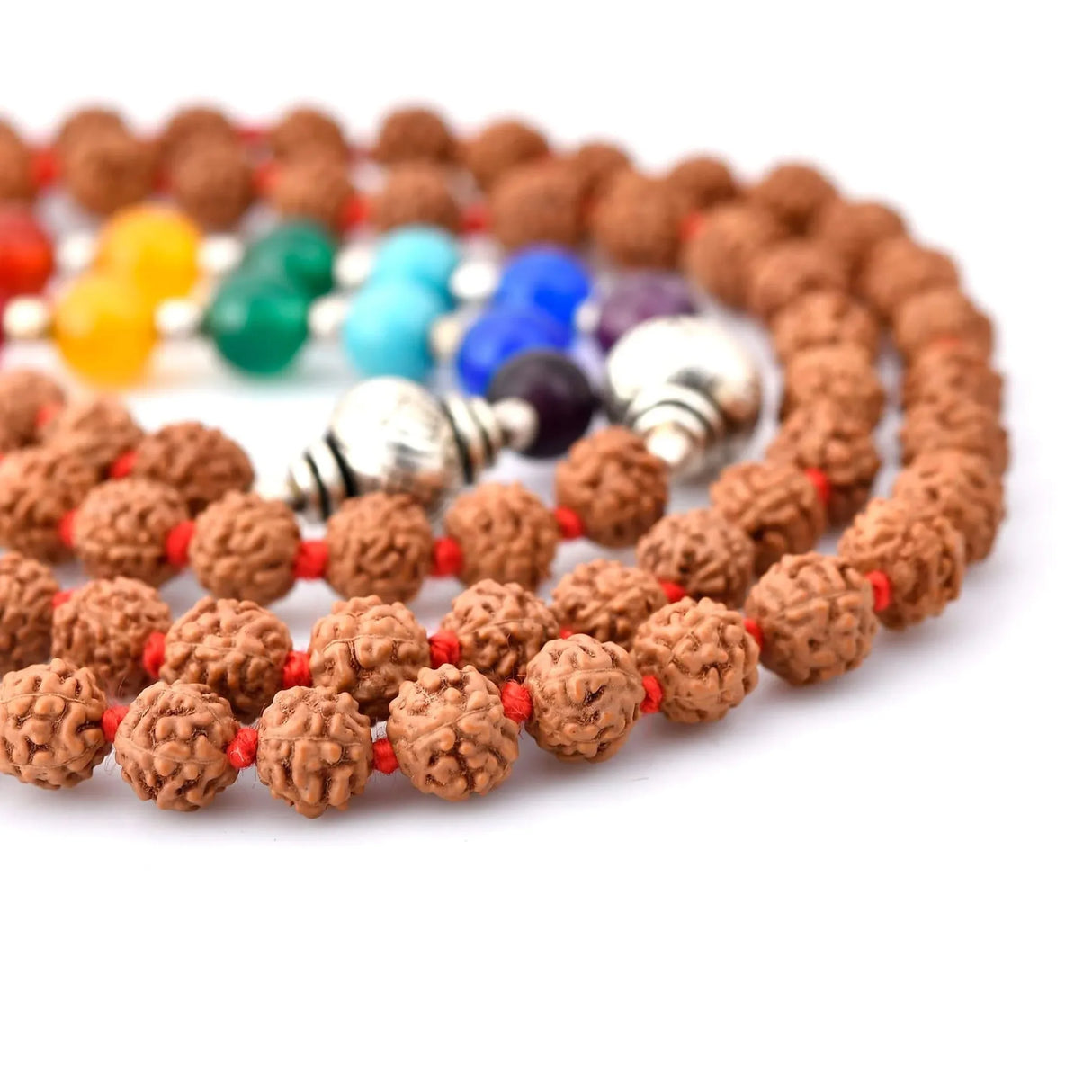 LOVENSPIRE 108 Mala Beads 7 Chakra Rudraksha Buddhist Prayer Beaded Japa Mala Buddha Charm Natural Healing Crystal Gemstones Yoga Meditation Necklace Tassel Tibetan Hand Knotted Men Women Jewelry - LoveNspire