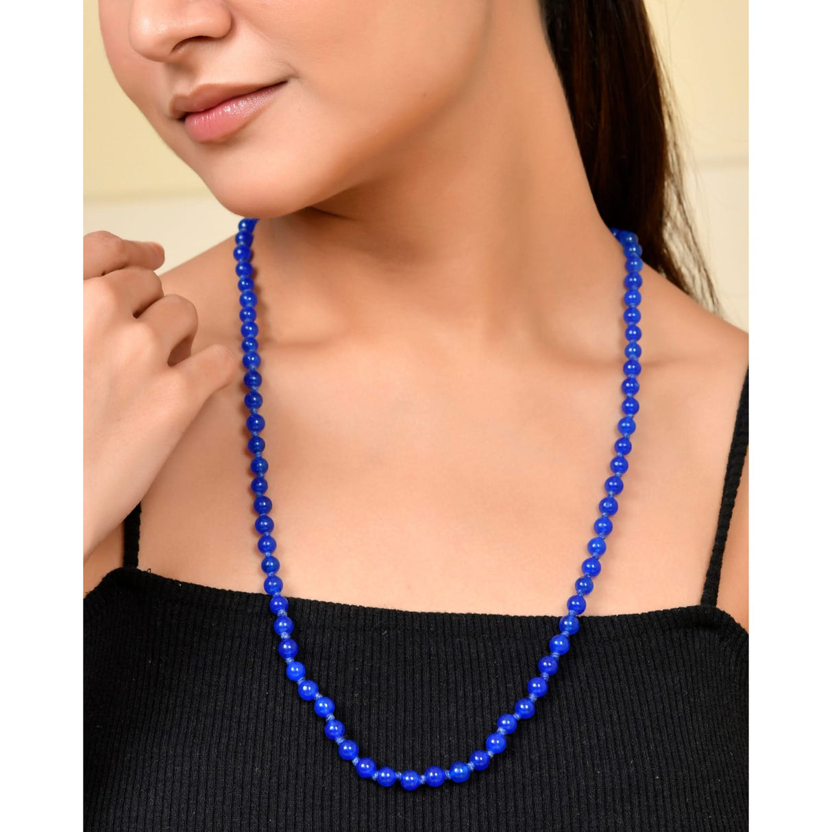 Blue beaded necklace from LOVENSPIRE 108 Mala Beads Natural Healing Crystal Jewelry