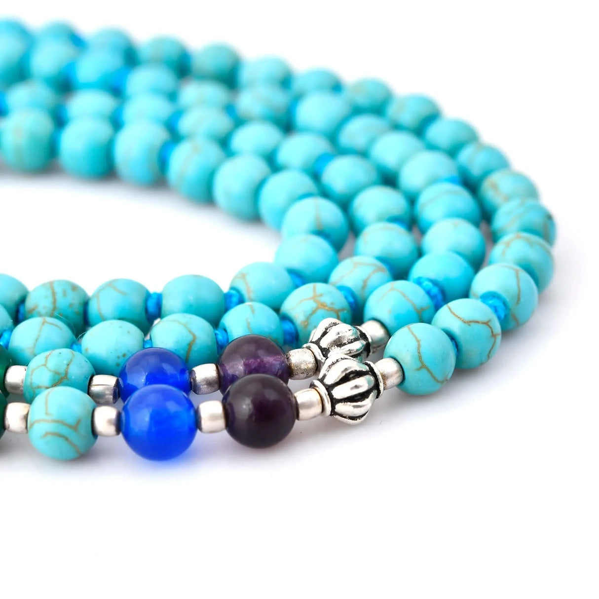 LOVENSPIRE 108 Mala Beads 7 Chakra Buddhist Prayer Beaded Japa Mala Buddha Charm Natural Healing Crystal Gemstones Yoga Meditation Necklace Tassel Tibetan Hand Knotted Rosary Men Women Jewelry - LoveNspire