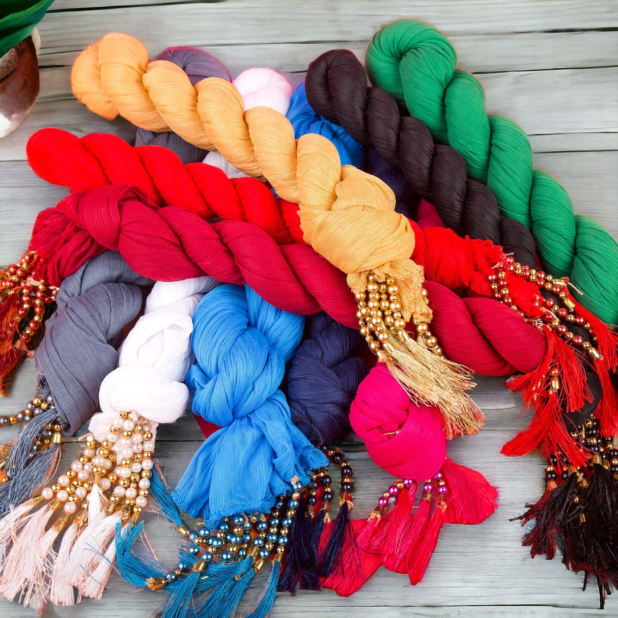 Lycra Dupatta for Women Plain Scarf Shawl Wrap Soft Indian Wedding Lightweight Dupatta with Tassels Lace - LoveNspire