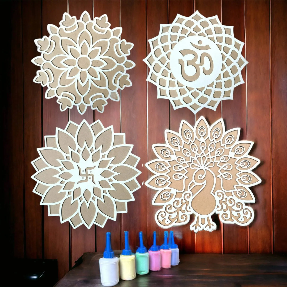 12 Inch Diy Mdf Reusable Rangoli Mat, Rangoli Kit, Rangoli Decorations, Rangoli Stencil, Diwali Rangoli, Rangoli Template, Rangoli Boards - LoveNspire