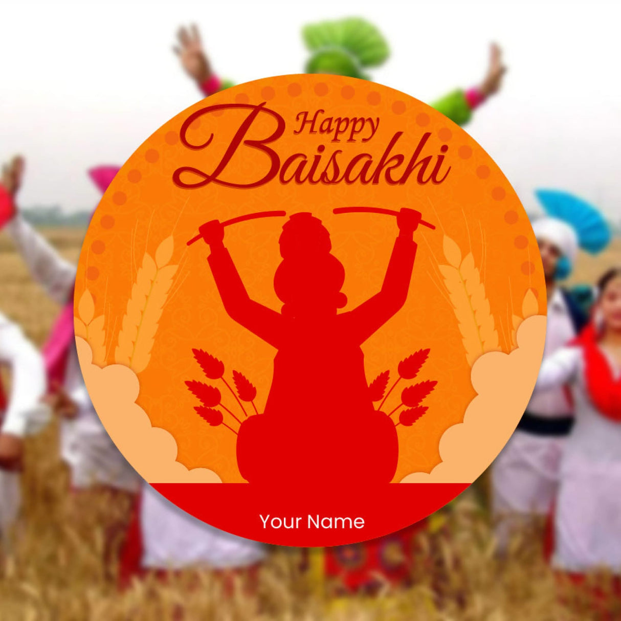 Happy Baisakhi festival graphic on customized playful stickers for Punjab celebrations