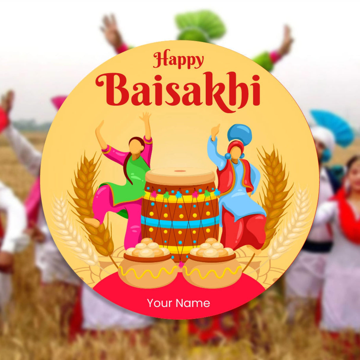 Happy Baisakhi celebration graphic on customized Hindu festival stickers for Punjab gifts