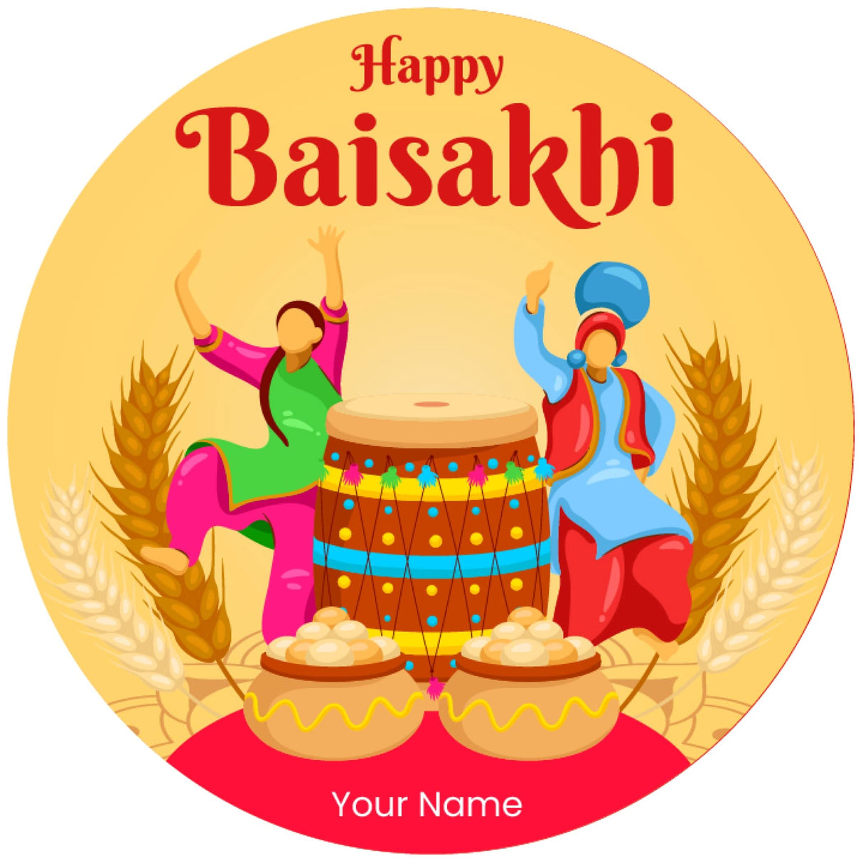 Festive Baisakhi celebration illustration on customized labels for Hindu religious festivals