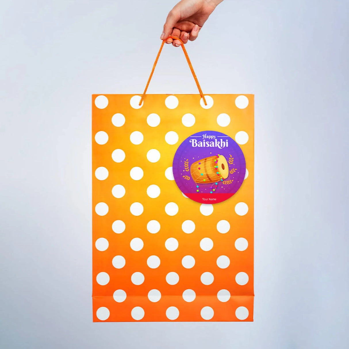 12 Pcs Happy Baisakhi Custom Name Stickers Labels Customized Sticker for Baisakhi Hindu Religious Lohri Celebration Festival of Punjab Gift Boxes Label (2.5 Inches Round) - LoveNspire