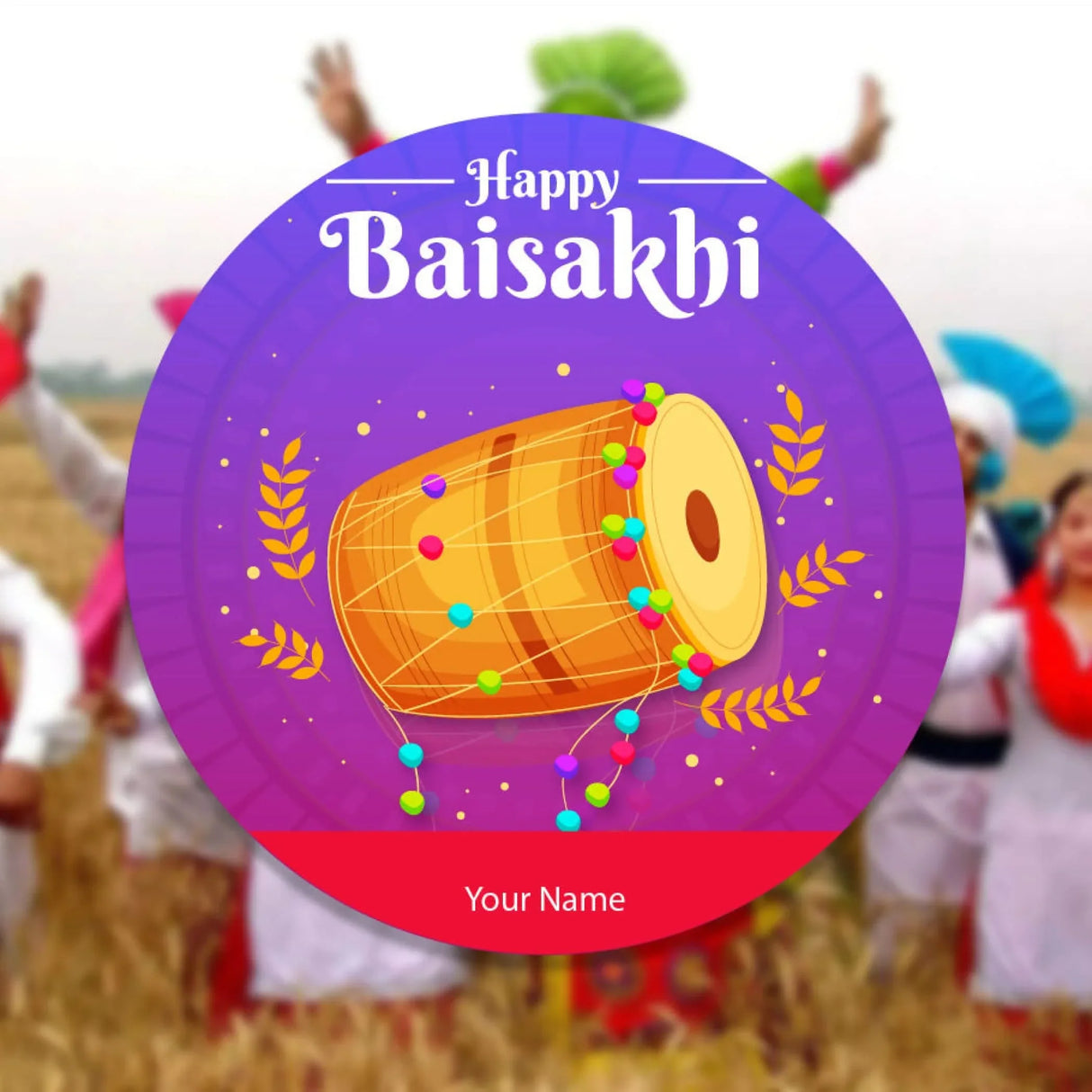 12 Pcs Happy Baisakhi Custom Name Stickers Labels Customized Sticker for Baisakhi Hindu Religious Lohri Celebration Festival of Punjab Gift Boxes Label (2.5 Inches Round) - LoveNspire