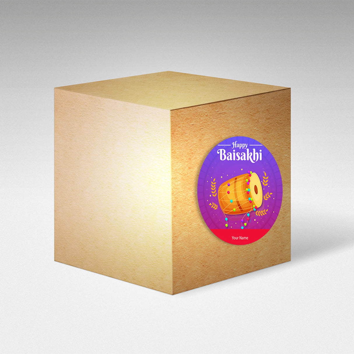 Cube with Baisakhi sticker for Hindu Religious Lohri Festival celebration