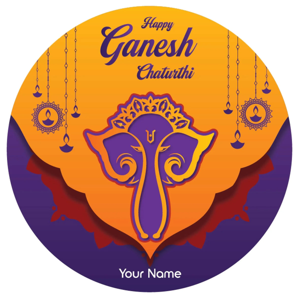 12 Pcs Happy Ganesh Chaturthi Personalized Custom Name Stickers Labels Customized Sticker for Ganesh Chaturthi Gift Boxes Envelopes Hindu God Lord Ganesha Celebration (2.5 Inches Round) - LoveNspire