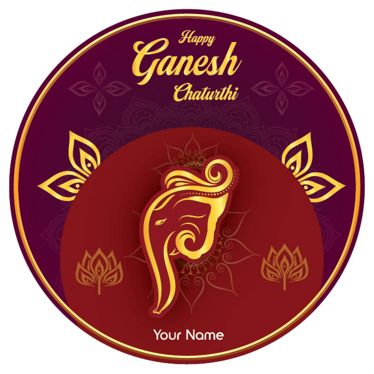 12 Pcs Happy Ganesh Chaturthi Personalized Custom Name Stickers Labels Customized Sticker for Ganesh Chaturthi Gift Boxes Envelopes Hindu God Lord Ganesha Celebration (2.5 Inches Round) - LoveNspire