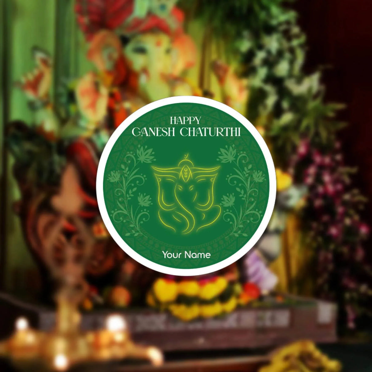 12 Pcs Happy Ganesh Chaturthi Personalized Custom Name Stickers Labels Customized Sticker for Ganesh Chaturthi Gift Boxes Envelopes Hindu God Lord Ganesha Celebration (2.5 Inches Round) - LoveNspire