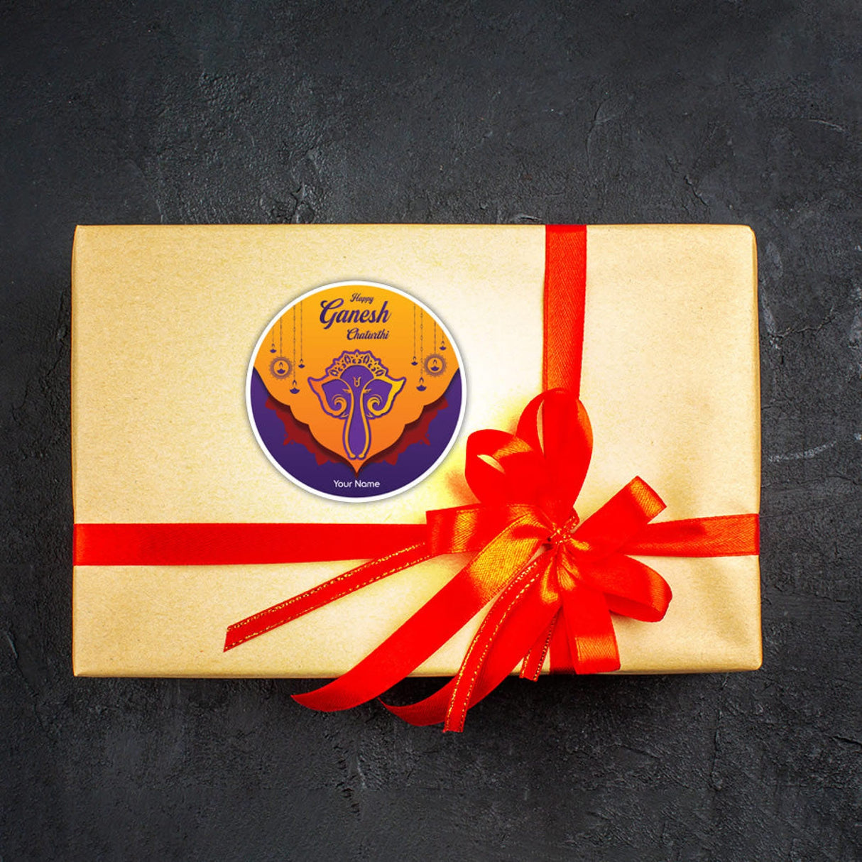 12 Pcs Happy Ganesh Chaturthi Personalized Custom Name Stickers Labels Customized Sticker for Ganesh Chaturthi Gift Boxes Envelopes Hindu God Lord Ganesha Celebration (2.5 Inches Round) - LoveNspire