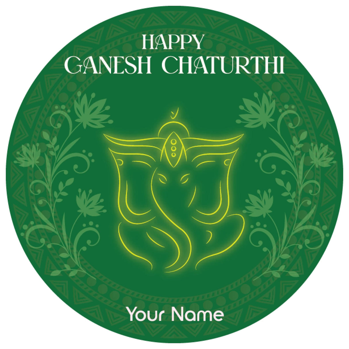 12 Pcs Happy Ganesh Chaturthi Personalized Custom Name Stickers Labels Customized Sticker for Ganesh Chaturthi Gift Boxes Envelopes Hindu God Lord Ganesha Celebration (2.5 Inches Round) - LoveNspire