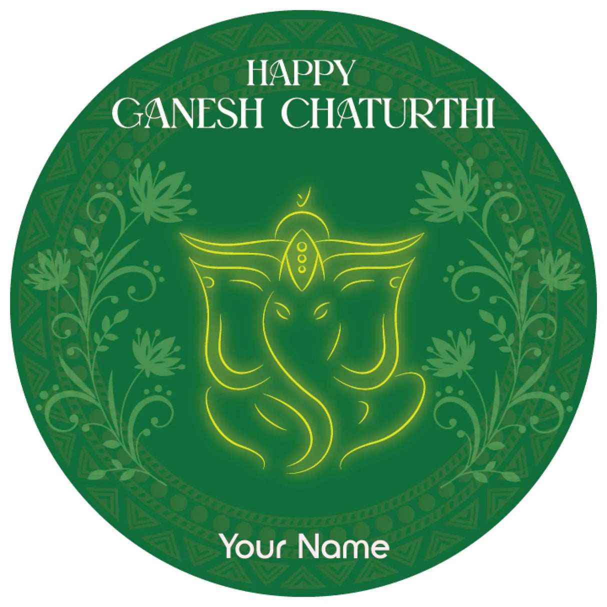 12 Pcs Happy Ganesh Chaturthi Personalized Custom Name Stickers Labels Customized Sticker for Ganesh Chaturthi Gift Boxes Envelopes Hindu God Lord Ganesha Celebration (2.5 Inches Round) - LoveNspire