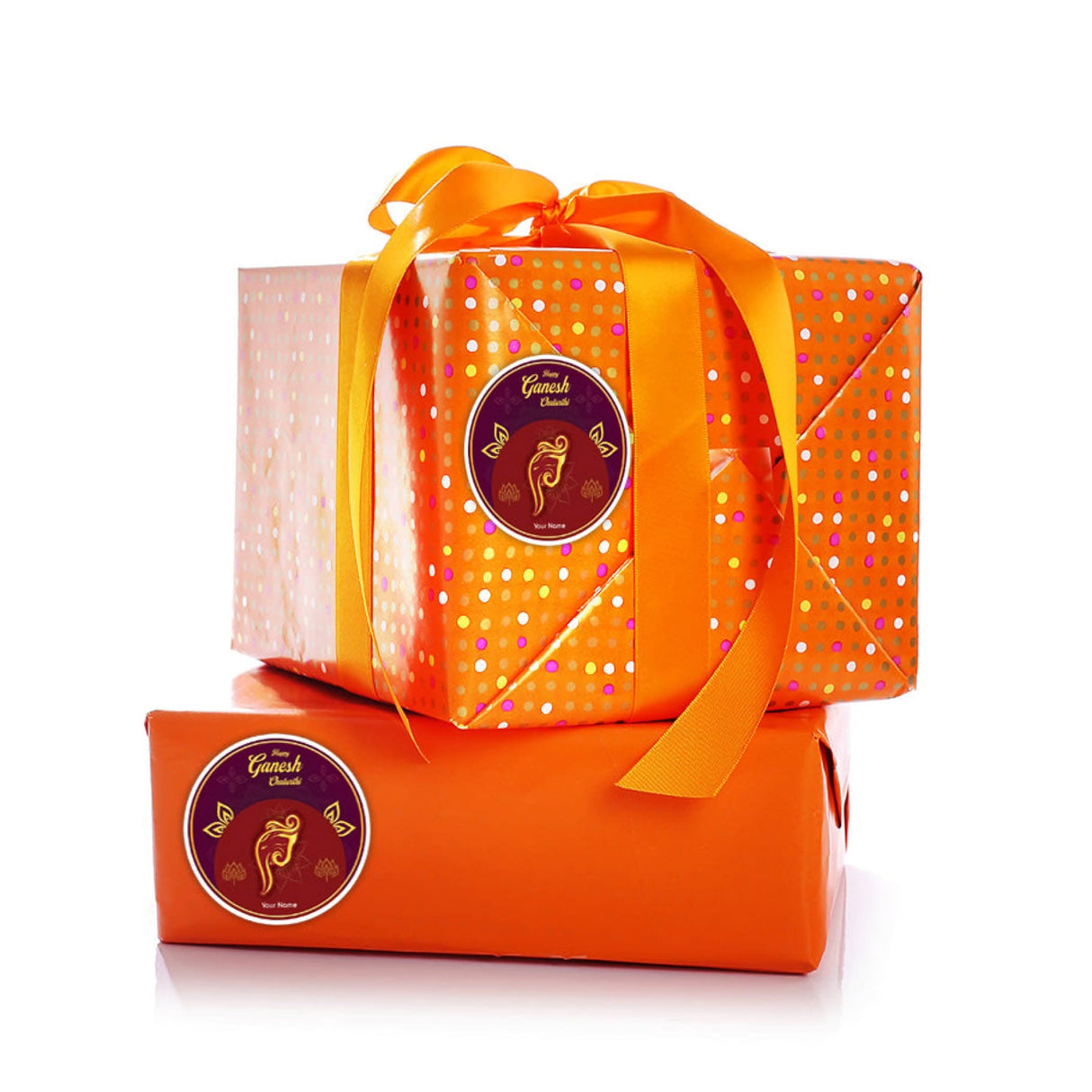 12 Pcs Happy Ganesh Chaturthi Personalized Custom Name Stickers Labels Customized Sticker for Ganesh Chaturthi Gift Boxes Envelopes Hindu God Lord Ganesha Celebration (2.5 Inches Round) - LoveNspire