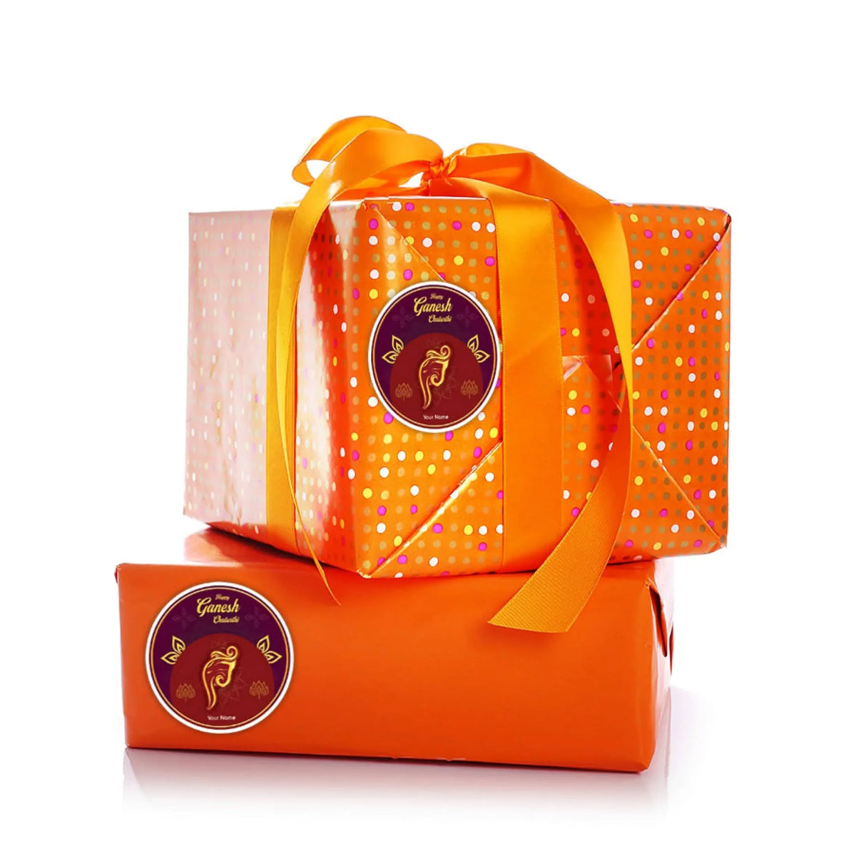 12 Pcs Happy Ganesh Chaturthi Personalized Custom Name Stickers Labels Customized Sticker for Ganesh Chaturthi Gift Boxes Envelopes Hindu God Lord Ganesha Celebration (2.5 Inches Round) - LoveNspire