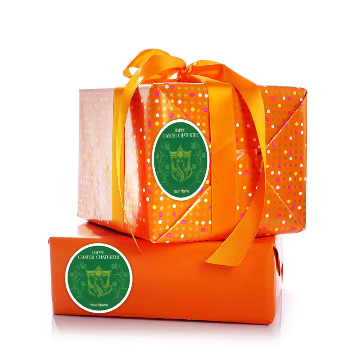 12 Pcs Happy Ganesh Chaturthi Personalized Custom Name Stickers Labels Customized Sticker for Ganesh Chaturthi Gift Boxes Envelopes Hindu God Lord Ganesha Celebration (2.5 Inches Round) - LoveNspire