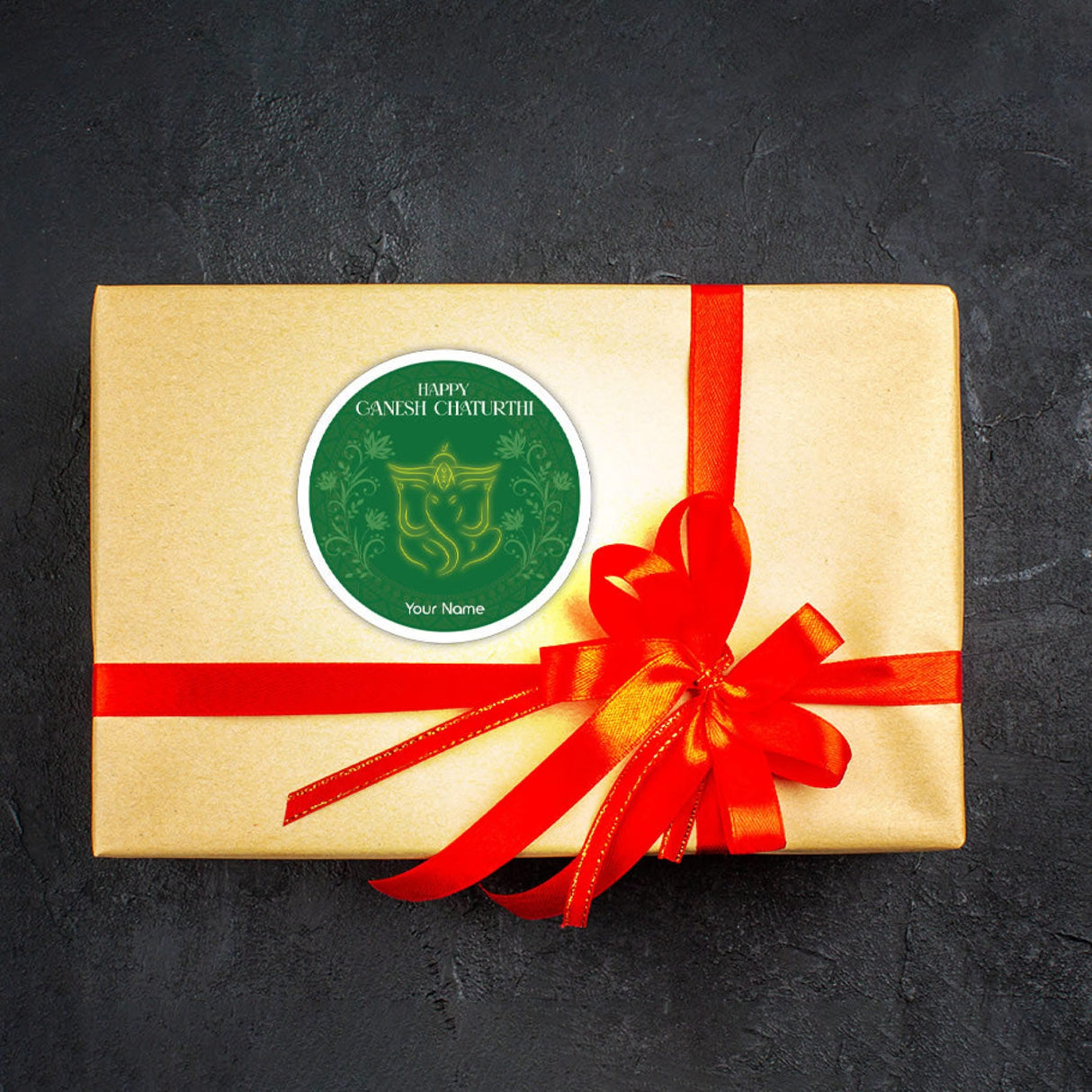 12 Pcs Happy Ganesh Chaturthi Personalized Custom Name Stickers Labels Customized Sticker for Ganesh Chaturthi Gift Boxes Envelopes Hindu God Lord Ganesha Celebration (2.5 Inches Round) - LoveNspire