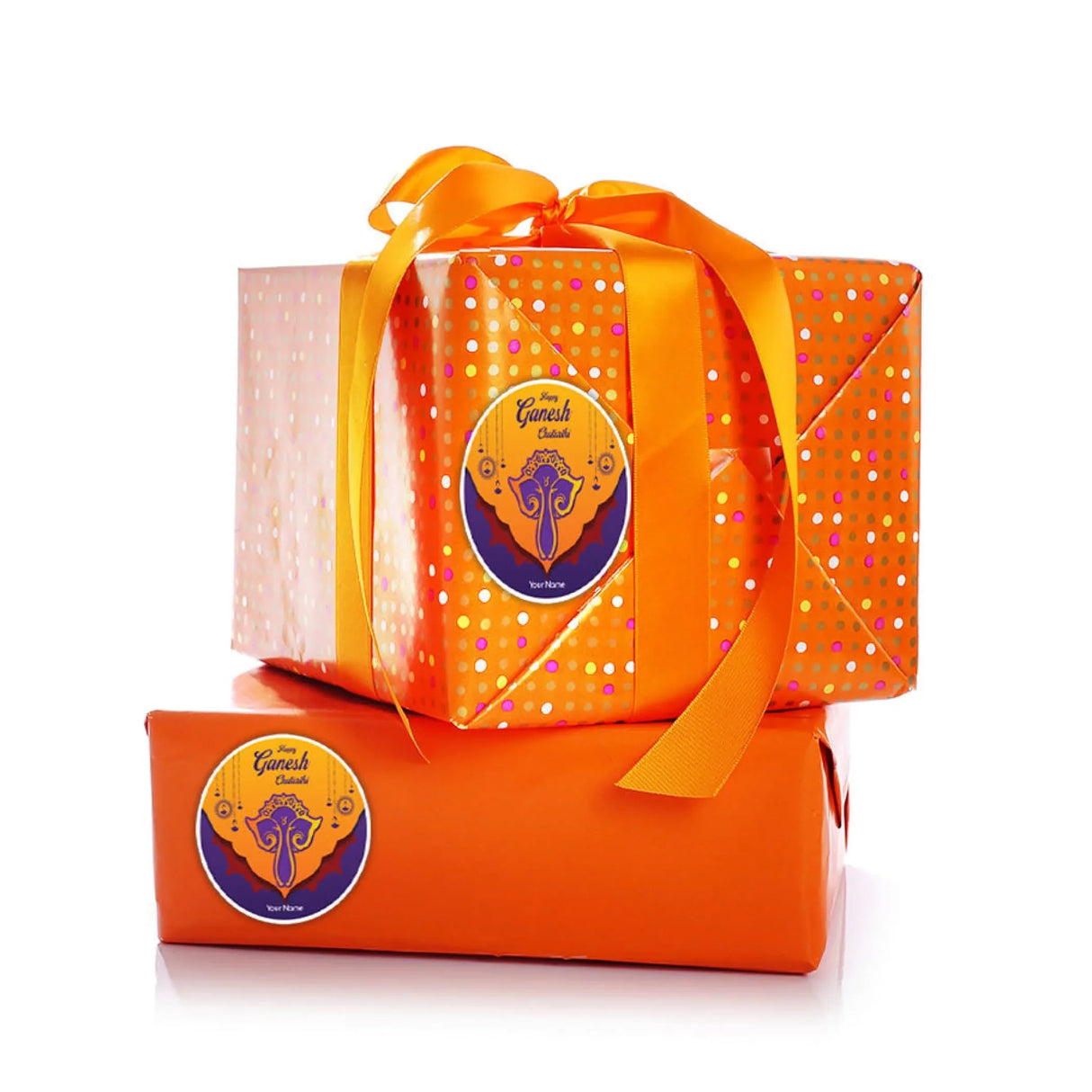 12 Pcs Happy Ganesh Chaturthi Personalized Custom Name Stickers Labels Customized Sticker for Ganesh Chaturthi Gift Boxes Envelopes Hindu God Lord Ganesha Celebration (2.5 Inches Round) - LoveNspire