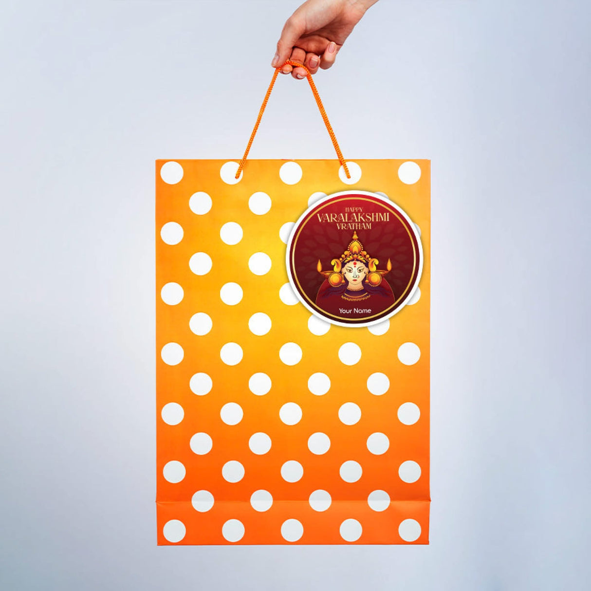 12 Pcs Happy Varalakshmi Vratham Personalized Custom Name Stickers Labels Customized Stickers for Varalaxmi Vratam Gift Boxes Hindu Religious Vratha Pooja (2.5 x 2.5 Inches Round) - LoveNspire