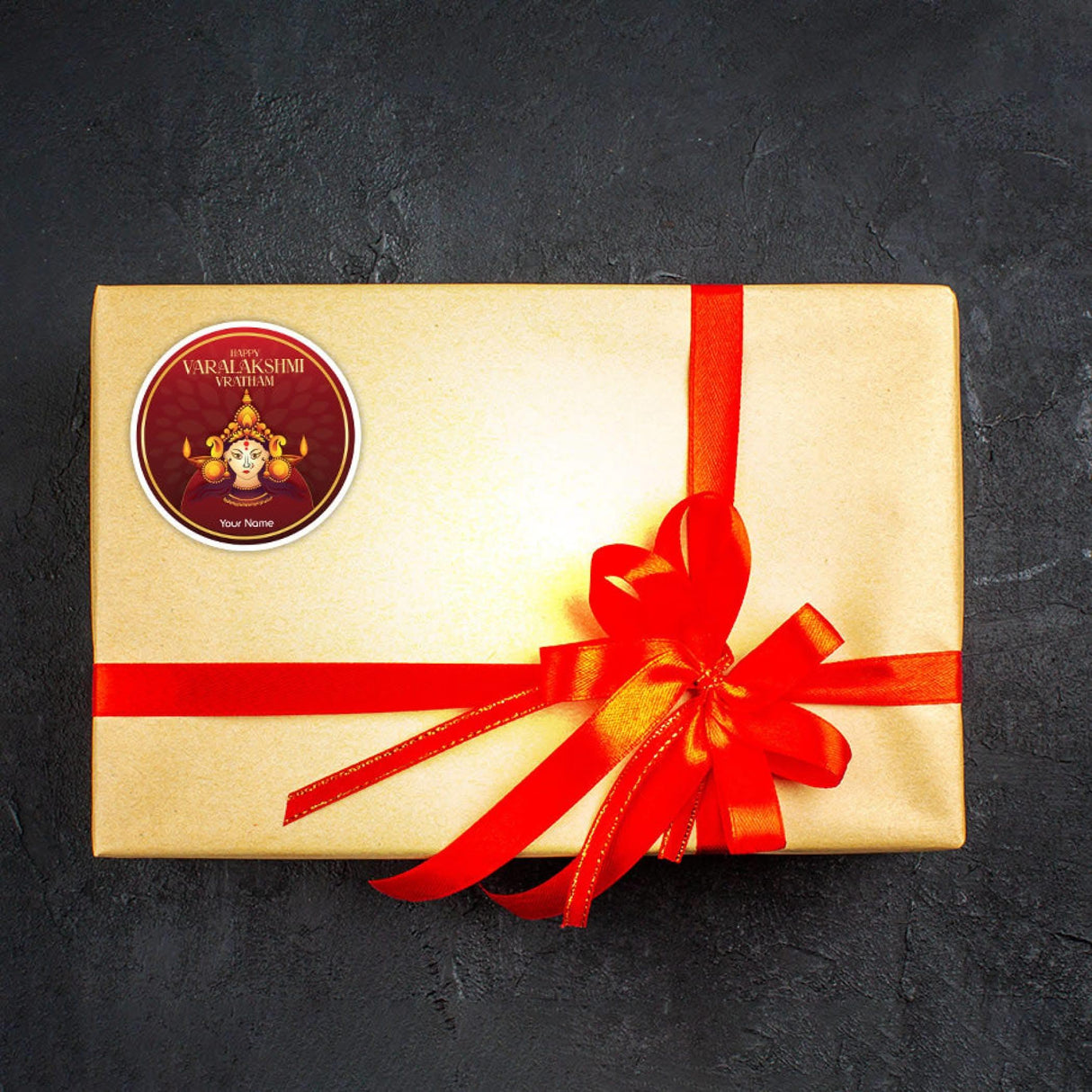 12 Pcs Happy Varalakshmi Vratham Personalized Custom Name Stickers Labels Customized Stickers for Varalaxmi Vratam Gift Boxes Hindu Religious Vratha Pooja (2.5 x 2.5 Inches Round) - LoveNspire