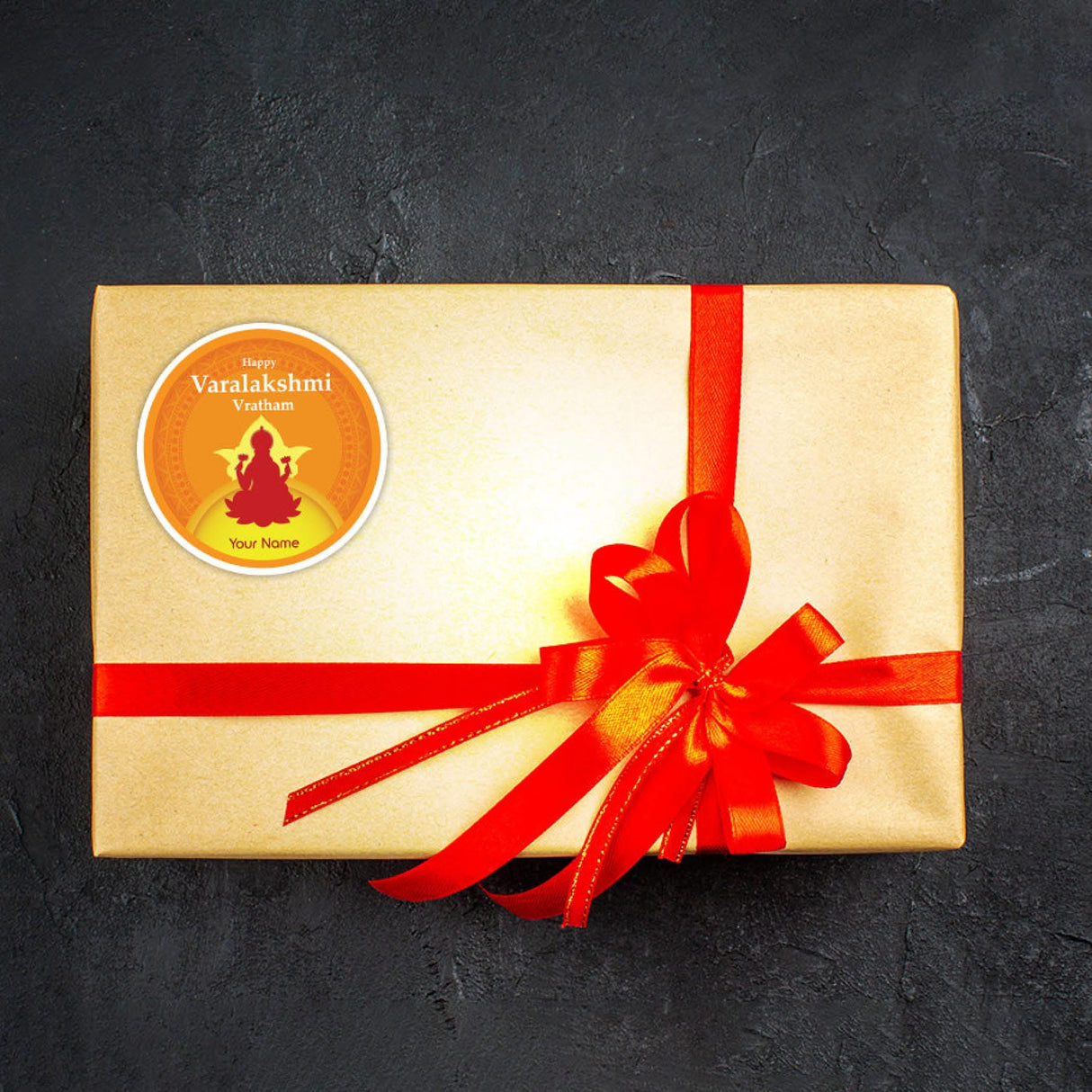 12 Pcs Happy Varalakshmi Vratham Personalized Custom Name Stickers Labels Customized Stickers for Varalaxmi Vratam Gift Boxes Hindu Religious Vratha Pooja (2.5 x 2.5 Inches Round) - LoveNspire