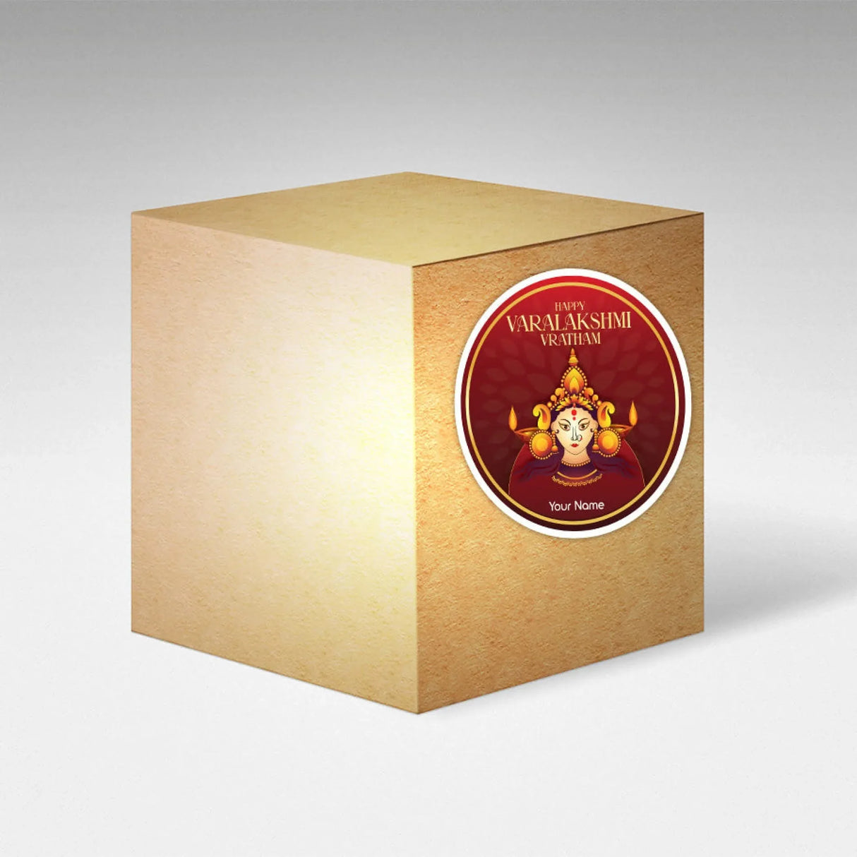 12 Pcs Happy Varalakshmi Vratham Personalized Custom Name Stickers Labels Customized Stickers for Varalaxmi Vratam Gift Boxes Hindu Religious Vratha Pooja (2.5 x 2.5 Inches Round) - LoveNspire