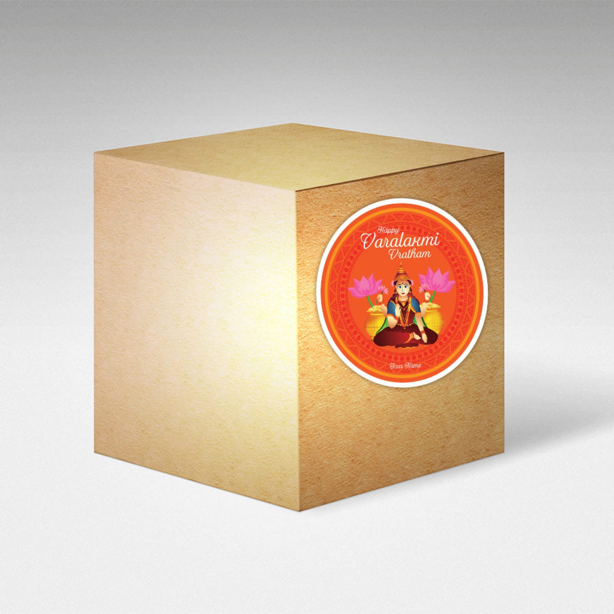 12 Pcs Personalized Stickers Labels Happy Varalakshmi Vratham Custom Name Customized Stickers for Varalaxmi Vratam Gift Boxes Hindu Religious Vratha Pooja (2.5 Inches Round) - LoveNspire