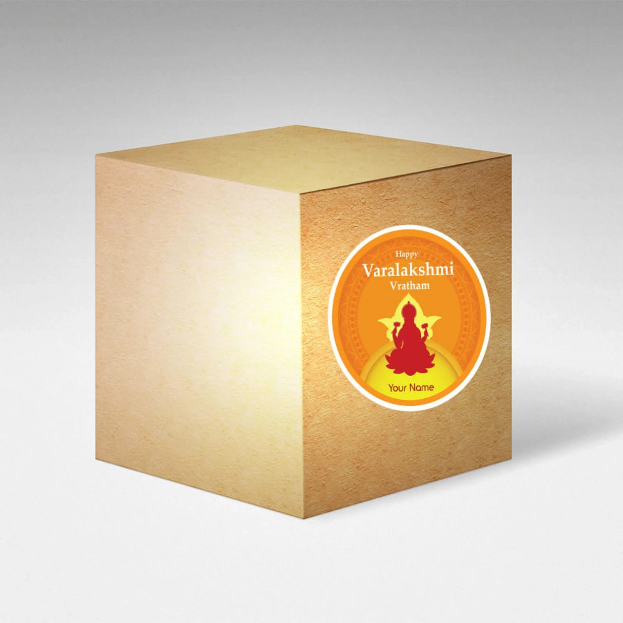 12 Pcs Happy Varalakshmi Vratham Personalized Custom Name Stickers Labels Customized Stickers for Varalaxmi Vratam Gift Boxes Hindu Religious Vratha Pooja (2.5 x 2.5 Inches Round) - LoveNspire