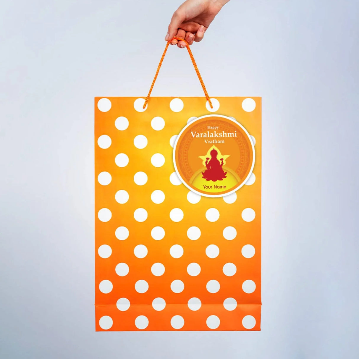 12 Pcs Happy Varalakshmi Vratham Personalized Custom Name Stickers Labels Customized Stickers for Varalaxmi Vratam Gift Boxes Hindu Religious Vratha Pooja (2.5 x 2.5 Inches Round) - LoveNspire