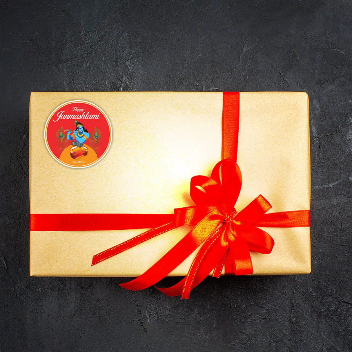 12 Pcs Happy Janmashtami Personalized Custom Name Stickers 2.5 Inches Round Labels Customized Stickers for Krishna Janmashtami Celebration Gift Boxes Hindu Religious Laddu Gopal Pooja - LoveNspire