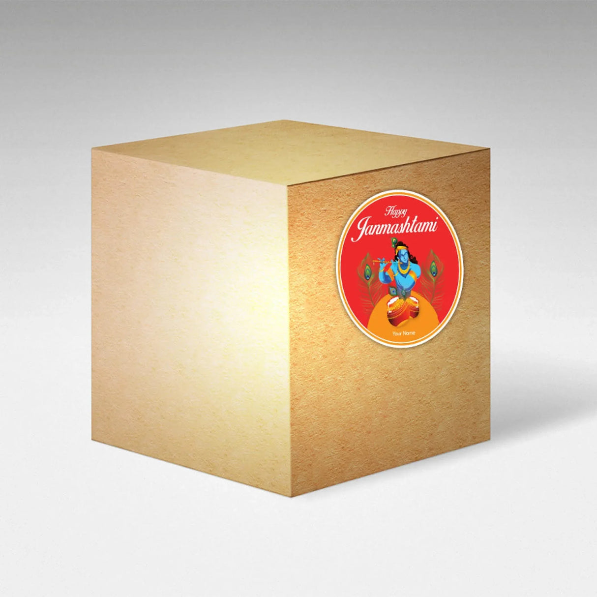 12 Pcs Happy Janmashtami Personalized Custom Name Stickers 2.5 Inches Round Labels Customized Stickers for Krishna Janmashtami Celebration Gift Boxes Hindu Religious Laddu Gopal Pooja - LoveNspire