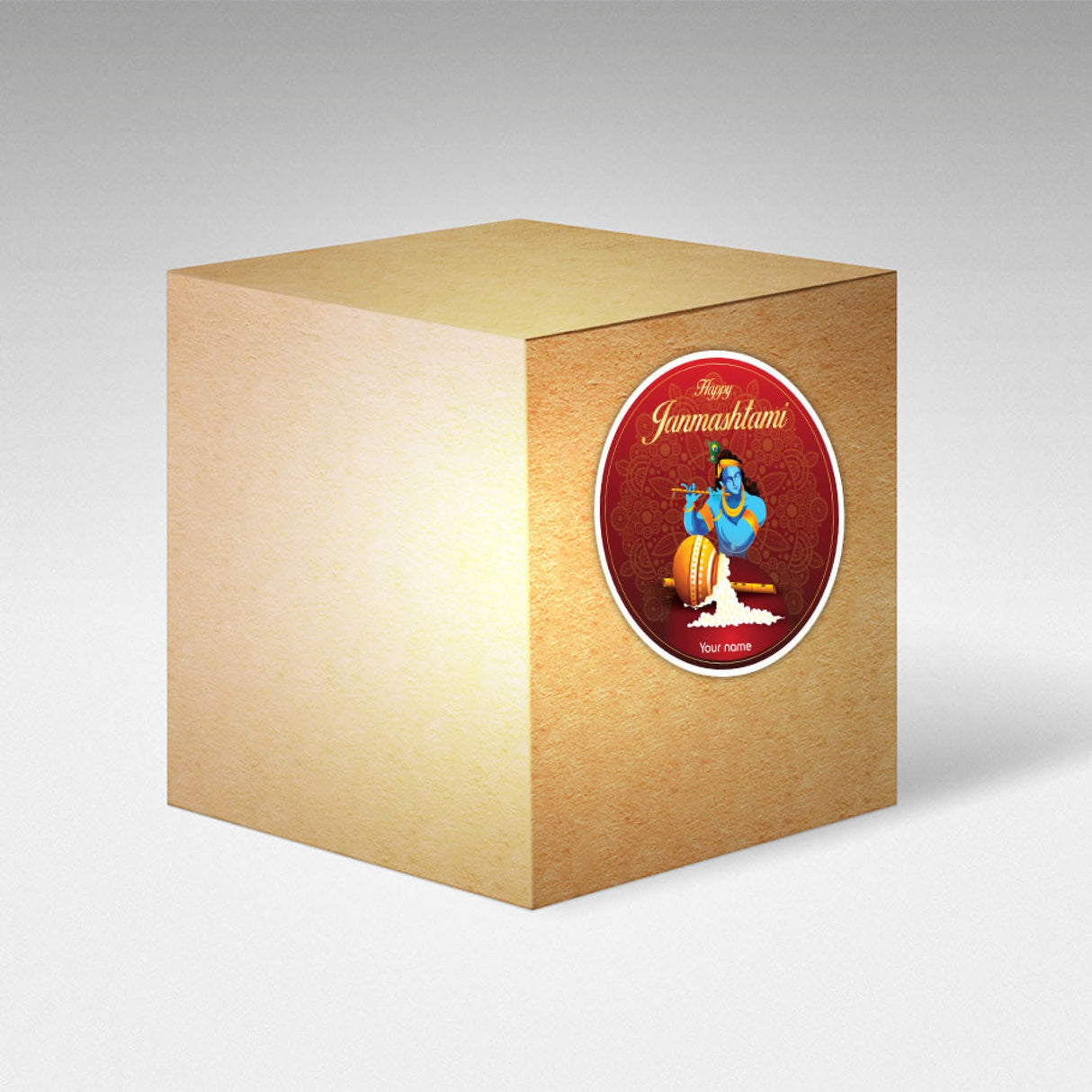 12 Pcs Happy Janmashtami Personalized Custom Name Stickers Labels Customized Stickers for Krishna Janmashtami Celebration Gift Boxes Hindu Religious Laddu Gopal Pooja (2.5 Inches Round) - LoveNspire