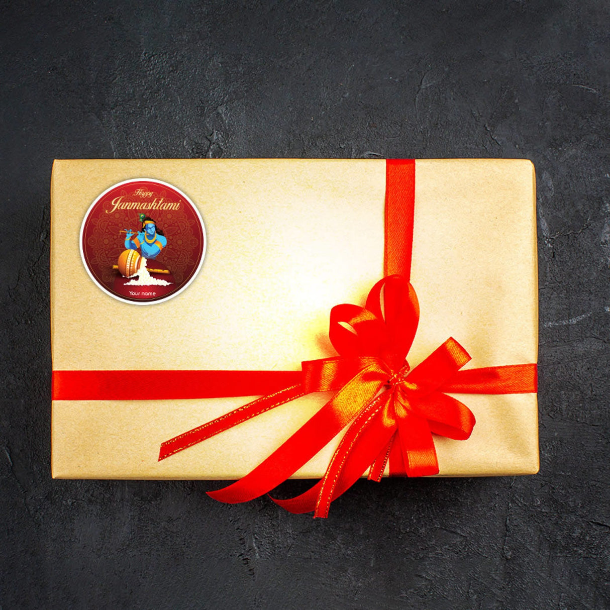 12 Pcs Happy Janmashtami Personalized Custom Name Stickers Labels Customized Stickers for Krishna Janmashtami Celebration Gift Boxes Hindu Religious Laddu Gopal Pooja (2.5 Inches Round) - LoveNspire