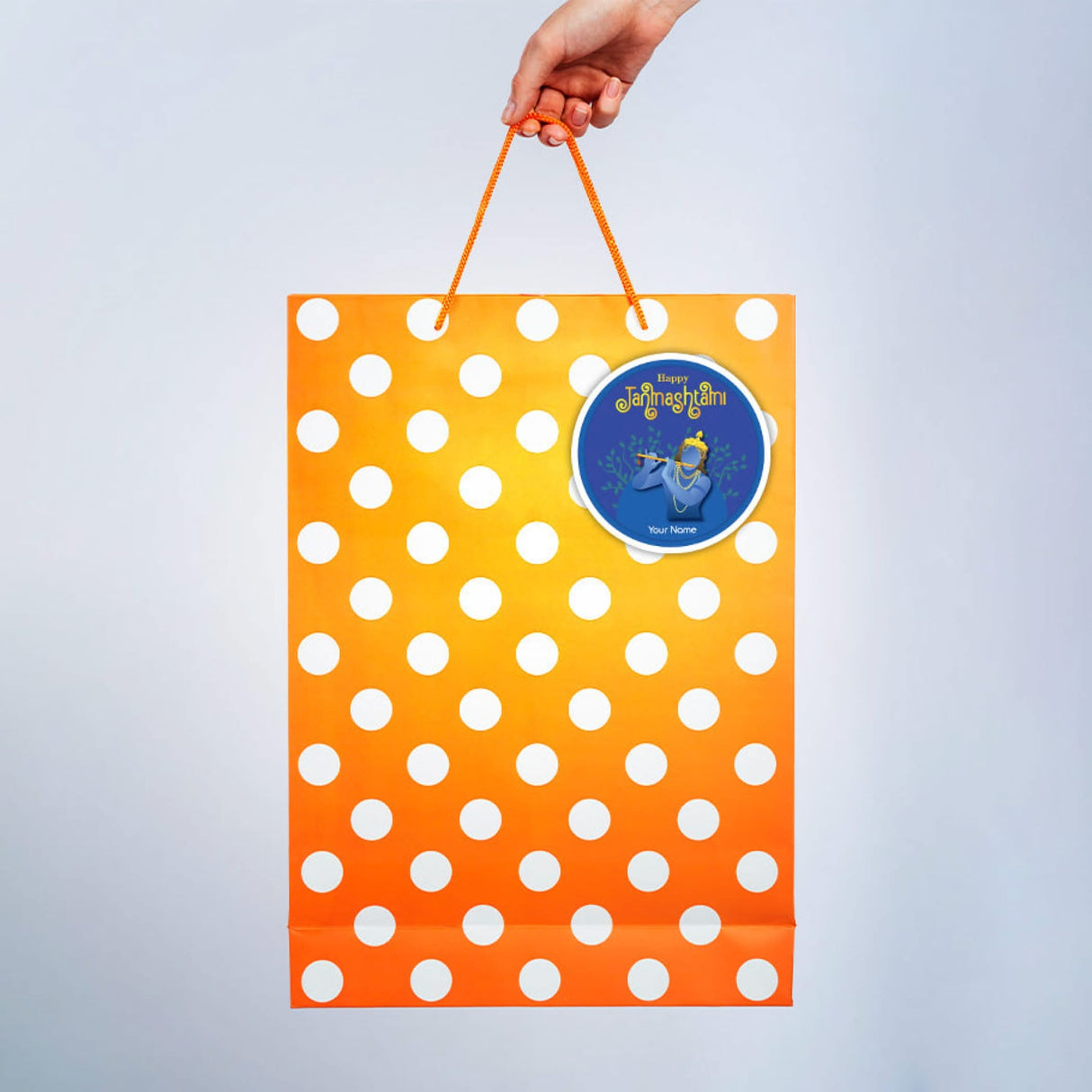 12 Pcs Happy Janmashtami Personalized Custom Name Stickers Labels Customized Stickers for Krishna Janmashtami Celebration Laddu Gopal Pooja Gift Boxes Decor Item (2.5 Inches Round) - LoveNspire